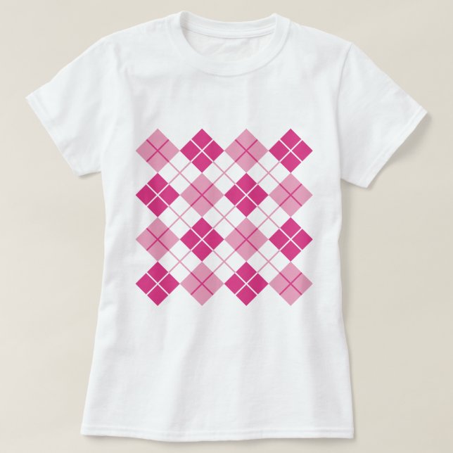 Pink-Raute-Muster T-Shirt (Design vorne)
