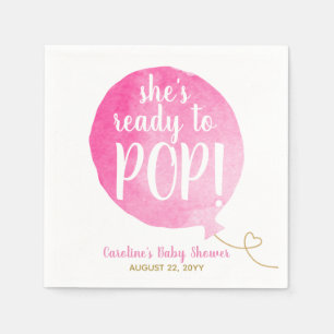 Pink Ready to Pop Balloon Baby Girl Dusche Serviette
