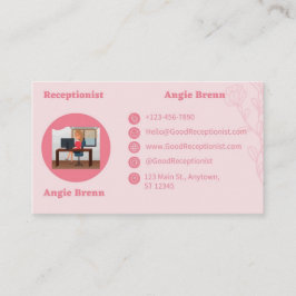 Pink Receptionist Business Card doppelseitig Visitenkarte