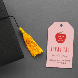 Pink Red Apple Graduation Party Favor Gift Tag Geschenkanhänger