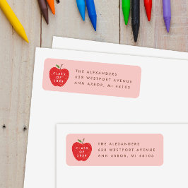 Pink Red Apple Preschool Graduation Address Label