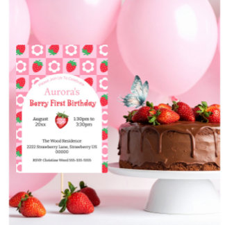 Pink & Red Berry First Birthday Card - Halten Sie Karte
