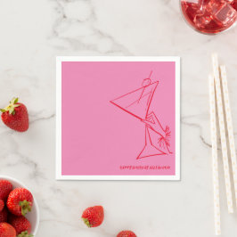 Pink Red Birthday Napkin Modern Sketch Serviette