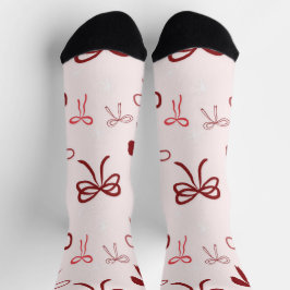 Pink Red Bow Christmas Socks Socken