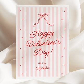Pink Red Bow Galentine's Valentine's Day Card Feiertagskarte