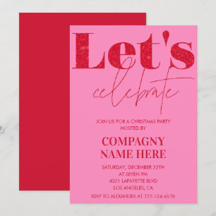 Pink Red Company Weihnachtsfeier  Lasst uns feiern Einladung
