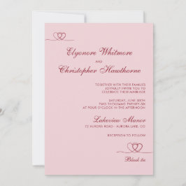 Pink Red Elegant Chic Calligraphy Wedding Einladung