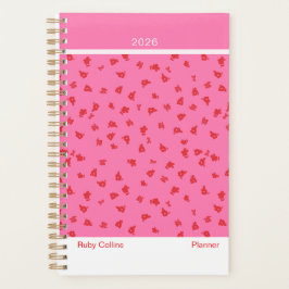 Pink/Red Feminine Minimalist Floral Planner Planer