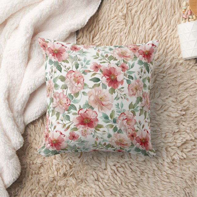 Pink Red Floral Birthday Kissen (Decke)