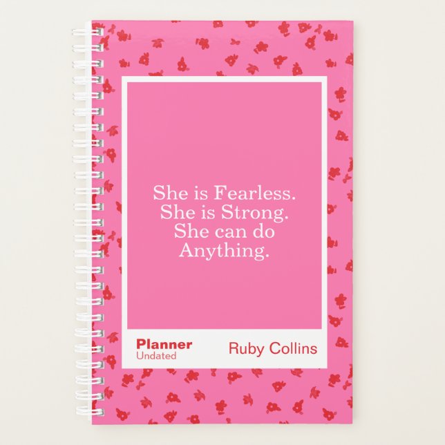 Pink/Red Floral Block Quote | Fully Customizable Planer (Vorderseite)