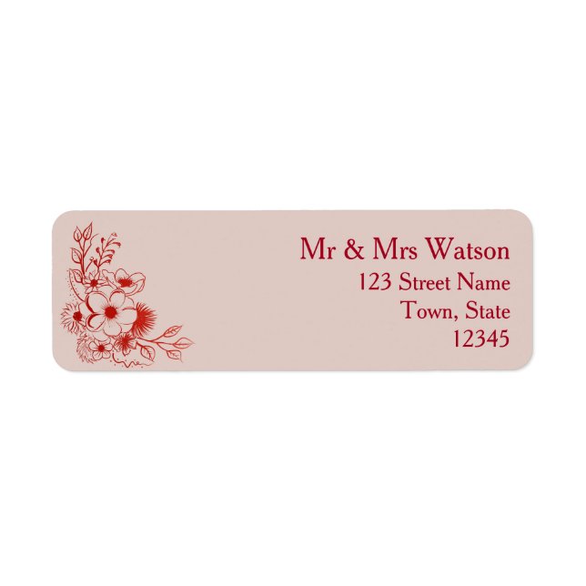 Pink Red Floral Wedding Return Address (Vorne)