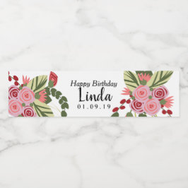 Pink Red Florals Happy Birthday