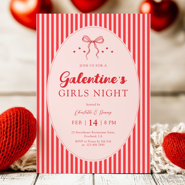 Pink Red Galentine's Party Invitation (Créateur téléchargé)