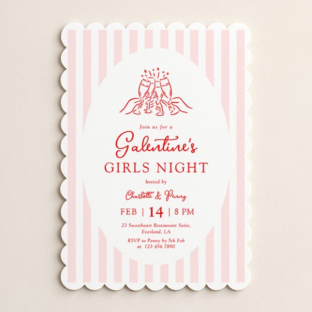 Pink Red Galentine's Party Invitation (Créateur téléchargé)