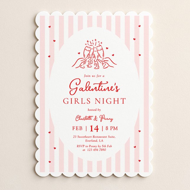 Pink Red Galentine's Party Invitation (Créateur téléchargé)