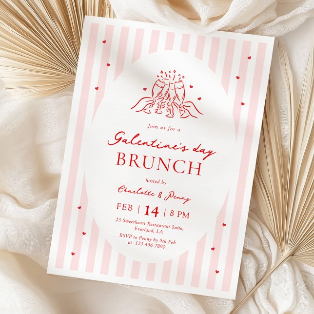 Pink Red Galentine's Party Invitation Einladung (Von Creator hochgeladen)
