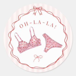 Pink & Red Heart Lingerie Bachelorette Envelope Runder Aufkleber