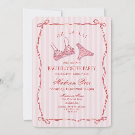 Pink & Red Heart Lingerie Bachelorette Party Einladung