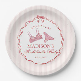 Pink & Red Heart Lingerie Bachelorette Party Pappteller