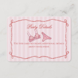 Pink & Red Heart Lingerie Shower Details Begleitkarte