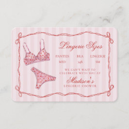 Pink & Red Heart Lingerie Sizes Shower Bow Begleitkarte