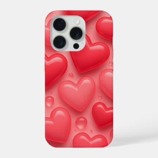 Pink & Red Hearts Bubble Pattern iPhone 15 Pro Hülle
