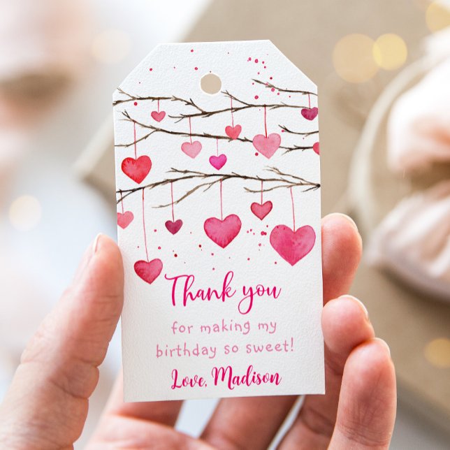 Pink Red Hearts Sweetheart Birthday Geschenkanhänger (Von Creator hochgeladen)