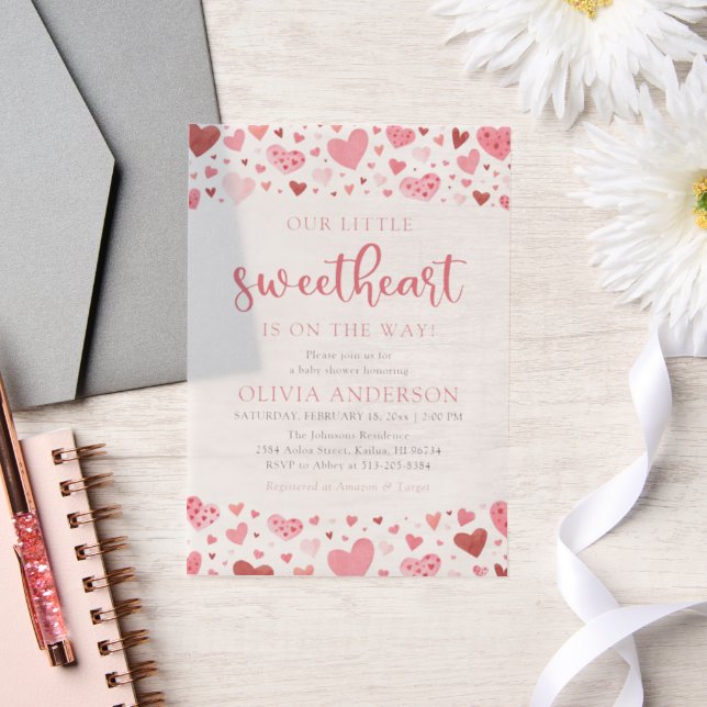 Pink Red Hearts Unsere kleine Sweetheart Baby Dusc (Hochzeit)