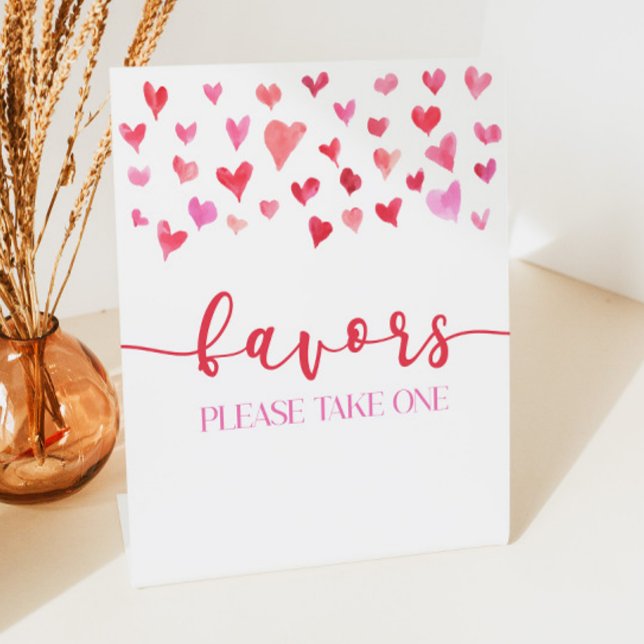 Pink Red Hearts Valentine Party Favors Table Sign Sockelschild (Von Creator hochgeladen)