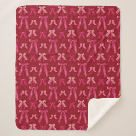 Pink Red Holiday Valentines Bows Blanket Sherpadecke