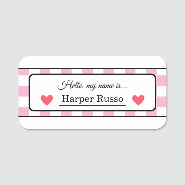 Pink & Red Illustrative Student Name Labels Namensschild (Vorderseite)