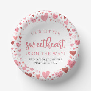 Pink Red Little Sweetheart Valentine Baby Dusche Pappteller