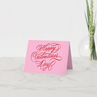 Pink Red Minimalist Valentine Calligraphy Feiertagskarte