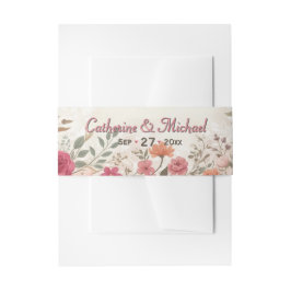 Pink & Red Romantic Rose Spring Floral Wedding Einladungsbanderole