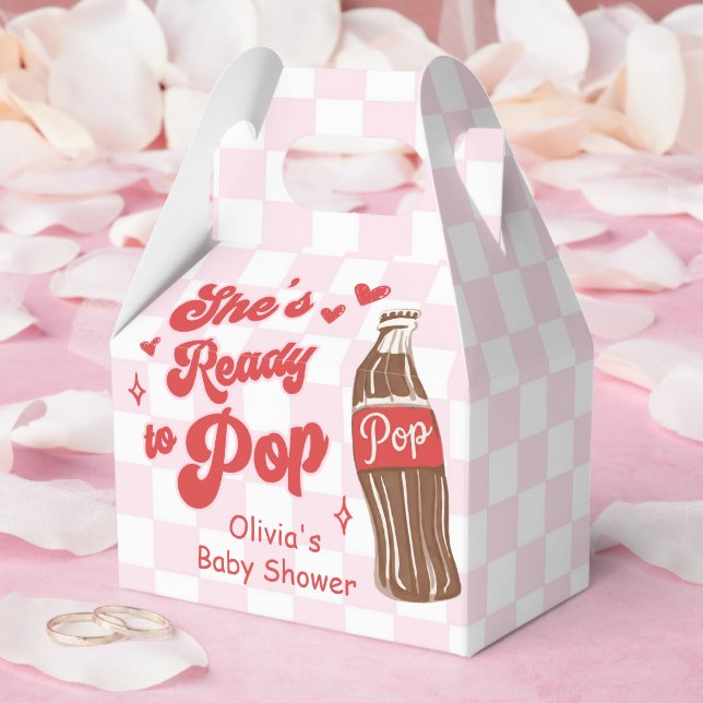 Pink Red She's Ready to Pop Baby Shower Geschenkschachtel (Hochzeit)