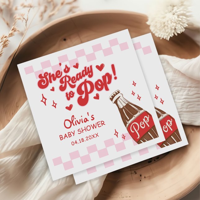 Pink Red She's Ready to Pop Baby Shower Serviette (Von Creator hochgeladen)