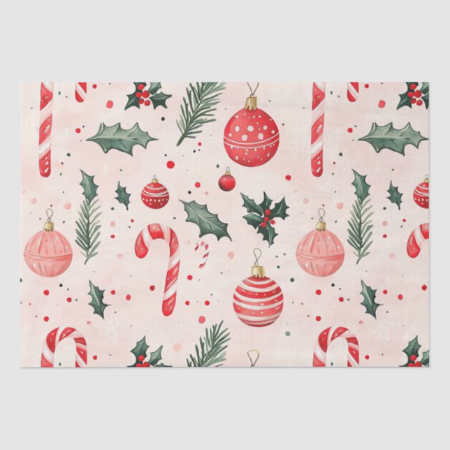 Pink Red Vintage Weihnachten Seidenpapier (Vorderseite)