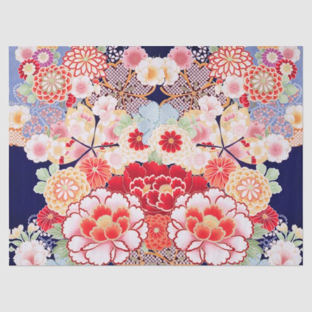 PINK RED WHITE BLUME Peony, Rose Japanisches Blume Seidenpapier (Vorderseite)