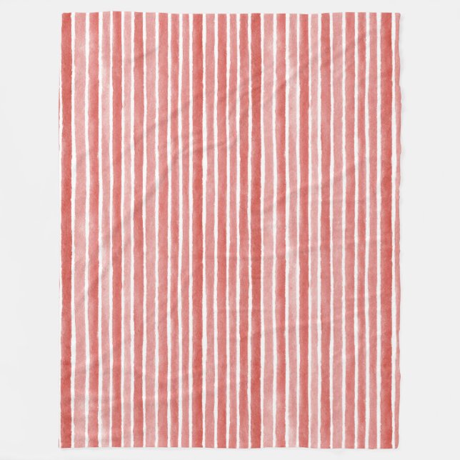 Pink Red White Cane Stripes Christmas Fleecedecke (Vorderseite)