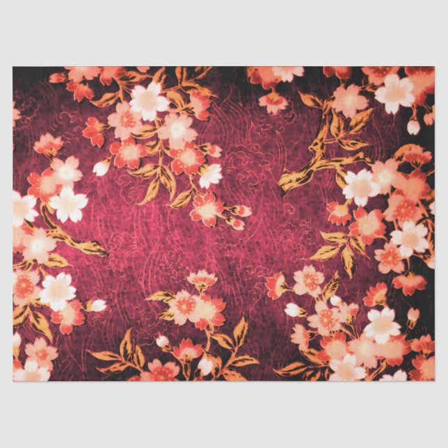 PINK RED WHITE SPRING FLOWERS JAPANESISCHE BLUME SEIDENPAPIER (Vorderseite)