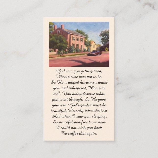 Pink Red Yellow Green Blue Memorial Service Card Visitenkarte (Vorderseite)