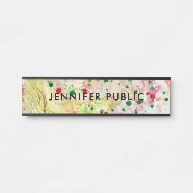 Pink Red Yellow Green Lila Modern personalisieren Türschild (Vorderseite )