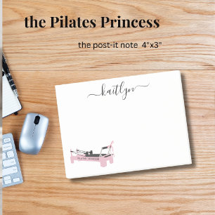 Pink Reformer Personalized Pilates Prinzessin Name Post-it Klebezettel
