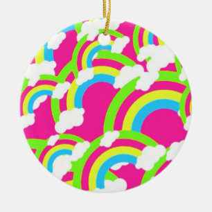 Pink-Regenbogen-Muster Keramik Ornament