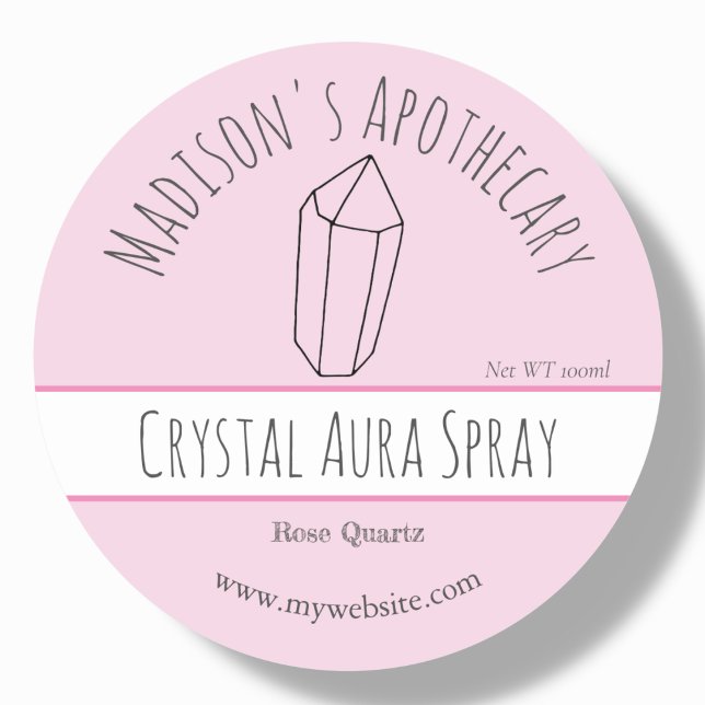 Pink | Reiki Crystal Product Labels Runder Aufkleber (Von Creator hochgeladen)