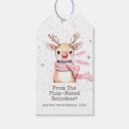 Pink Reindeer Christmas Geschenkanhänger
