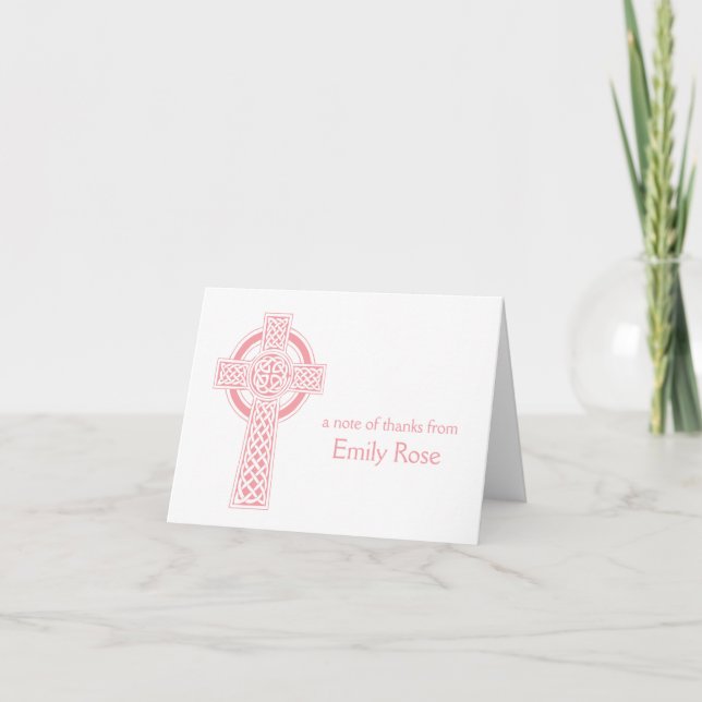 Pink Religious Irish Cross Vielen Dank Dankeskarte (Vorderseite)