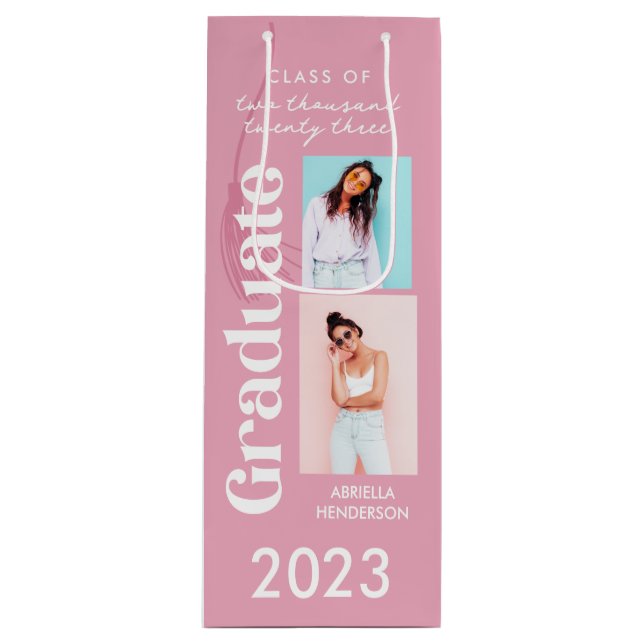 Pink Rero Abschluss Geschenk Geschenktüte Für Weinflaschen (Vorderseite)
