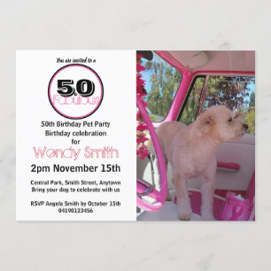 Pink Retro 50 & Fabulous Pet Party Geburtstag Einladung