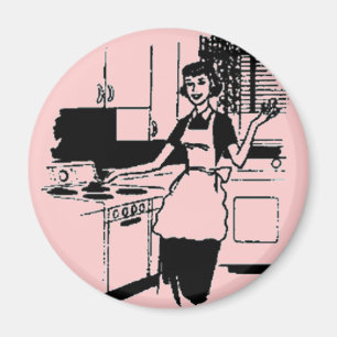 Pink Retro 50's Hausfrau in der Küche Magnet